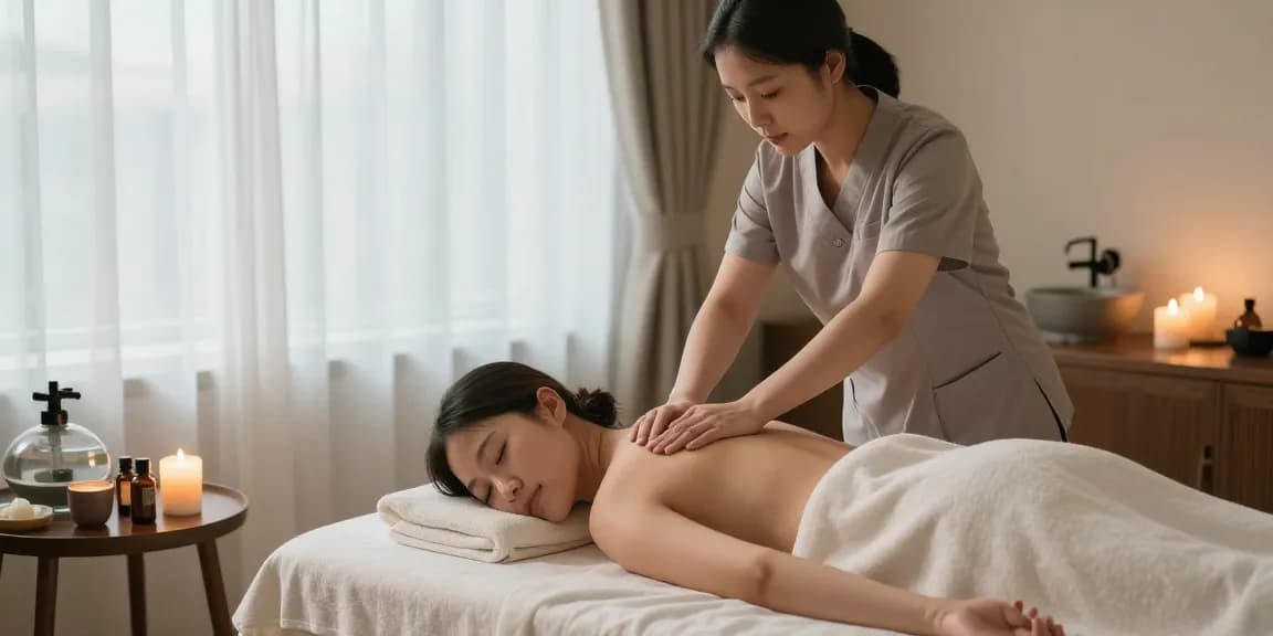 Experience soothing 화성출장마사지 in a tranquil home spa environment with professional therapist and calming atmosphere.