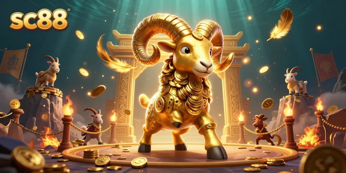 Experience the excitement of sc88 with a charging golden ram and dynamic casino elements.