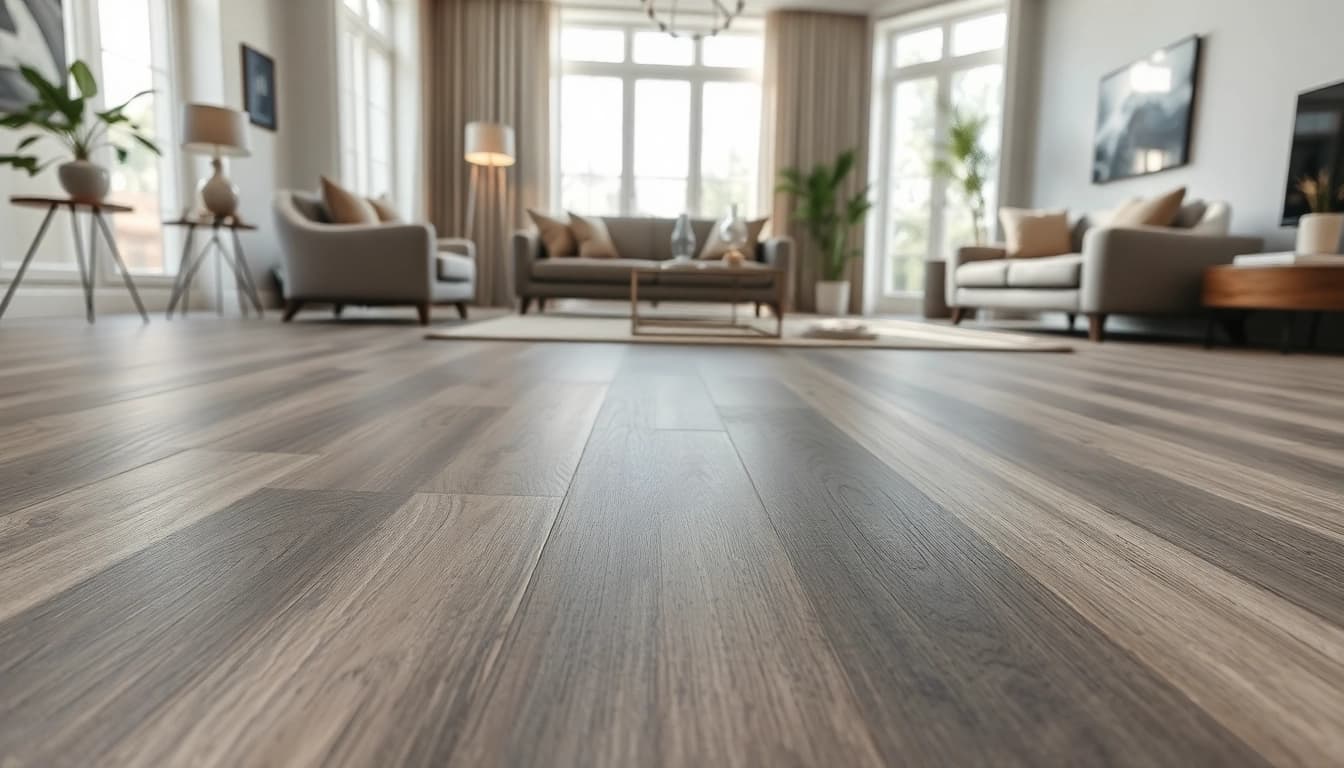 Stylish modern living room featuring premium flooring lvp showcasing elegant texture and natural light.