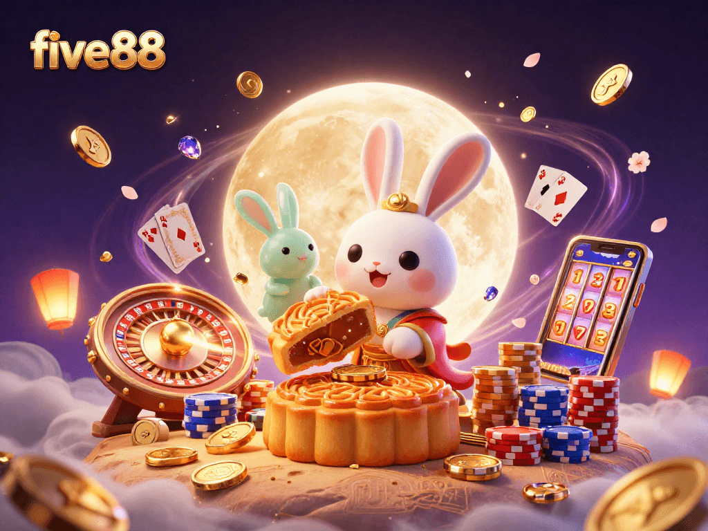 Experience the thrill of five88 gaming with a dazzling 3D cartoon scene full of slots and prizes.