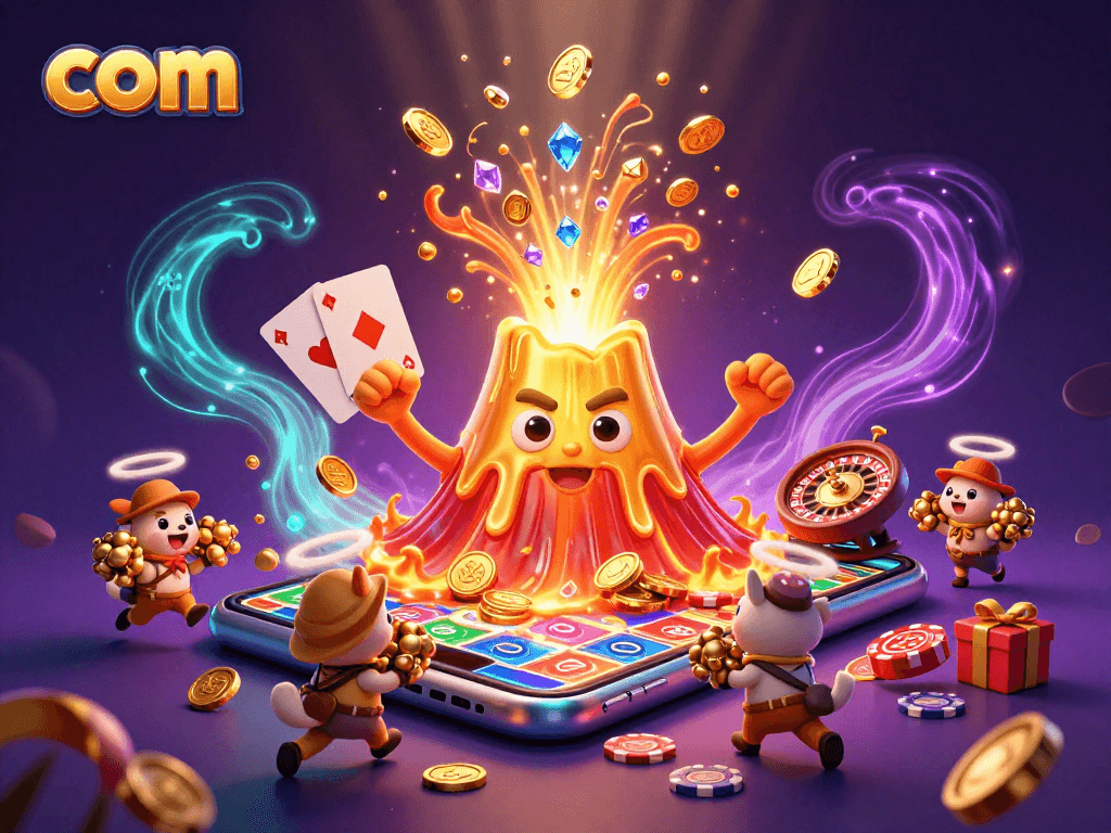 Experience the exhilarating com adventure with treasures erupting, iconic casino elements showcased in vibrant detail!