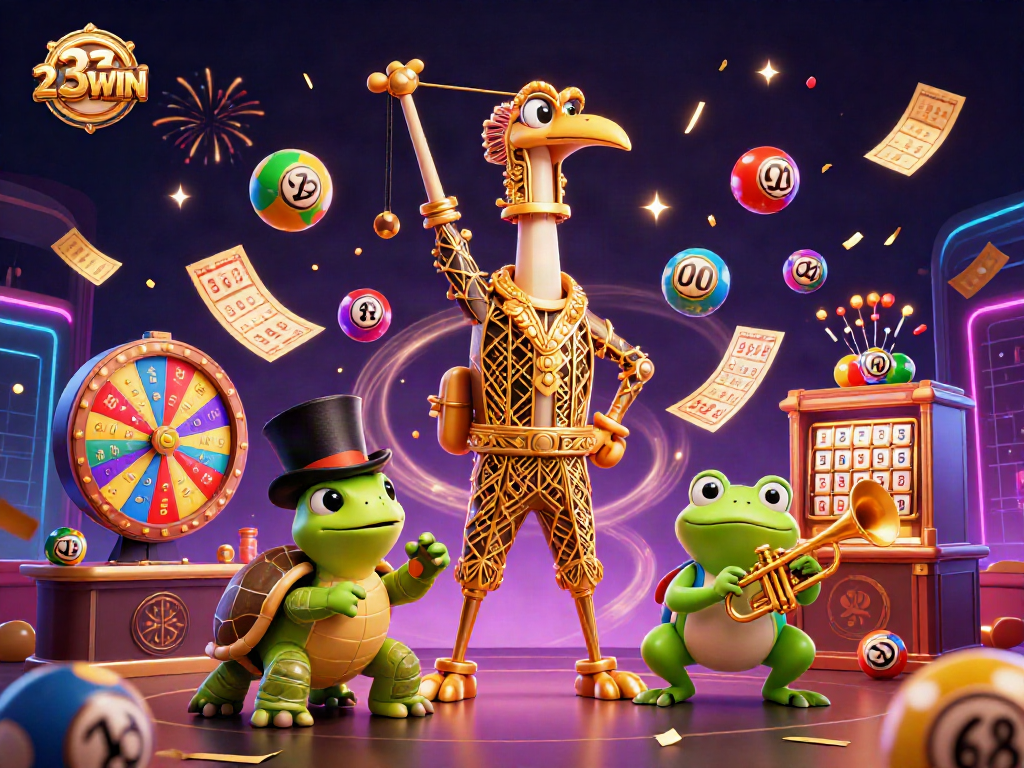 Play with excitement at 23WIN, featuring a vibrant speakeasy scene with animated gambling elements.