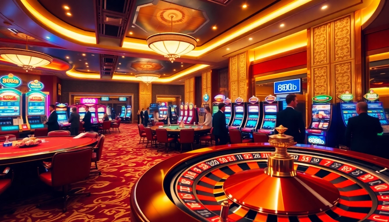 Experience the excitement of 888b casino games with vibrant slot machines and poker tables.