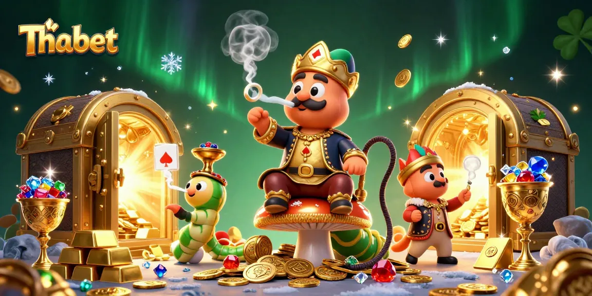 Experience thrilling casino excitement with Thabet through a dynamic 3D illustration showcasing vibrant characters and rich elements.
