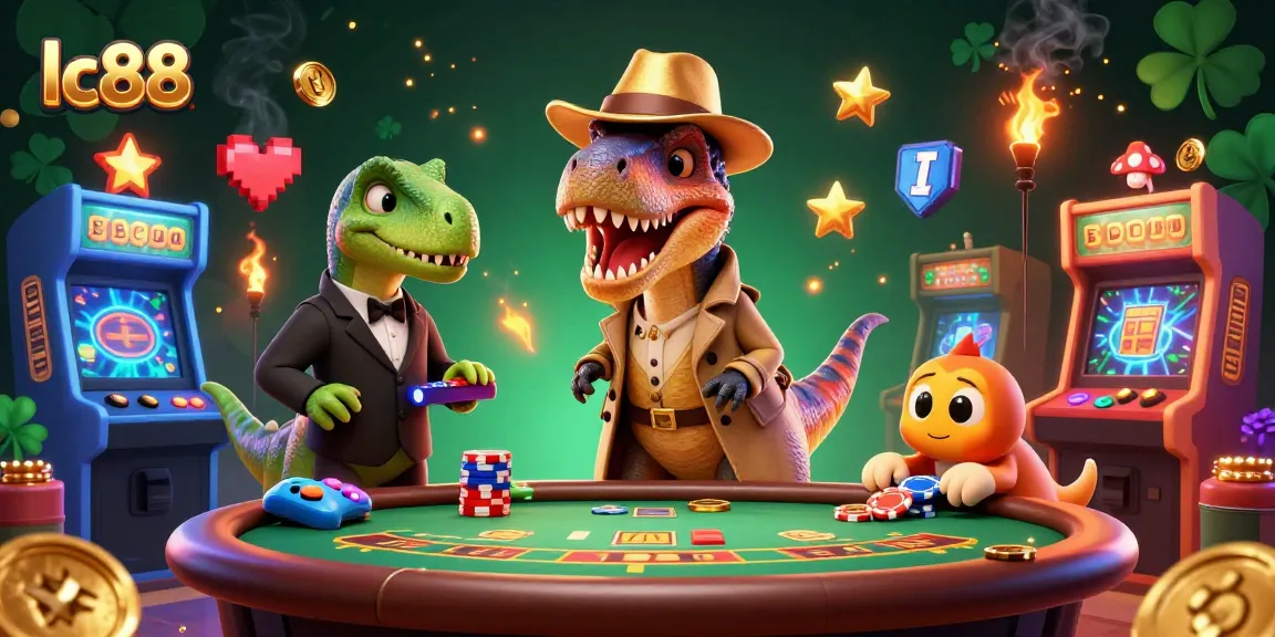 Experience thrilling moments at lc88 with a velociraptor card counter and casino action in a dynamic scene.