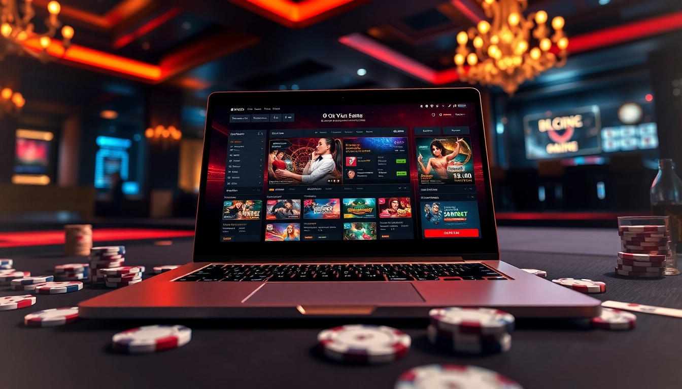 Exciting online gambling interface of okvipwin.live with vibrant game visuals and casino elements.