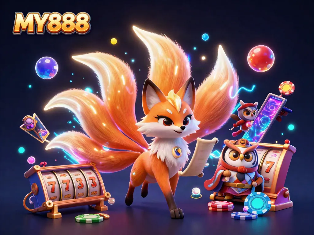 Engage with MY888, showcasing a colorful spirit scene in a vibrant online casino atmosphere.