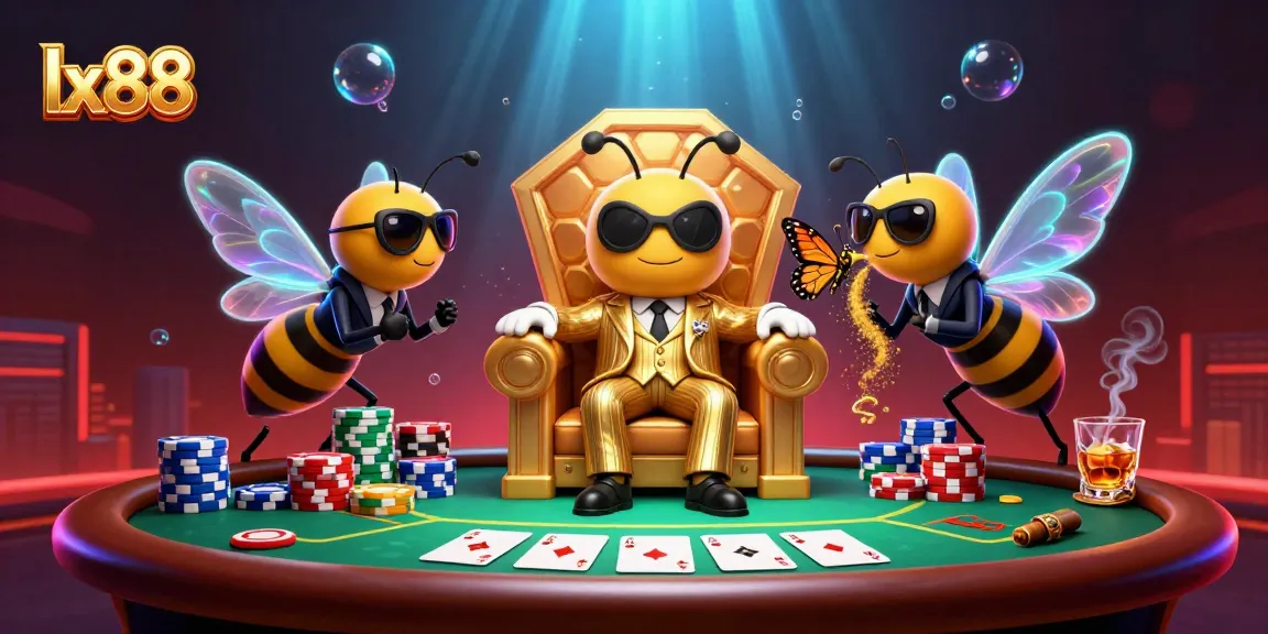Play at lx88 and win big while surrounded by vibrant casino elements in this captivating scene.