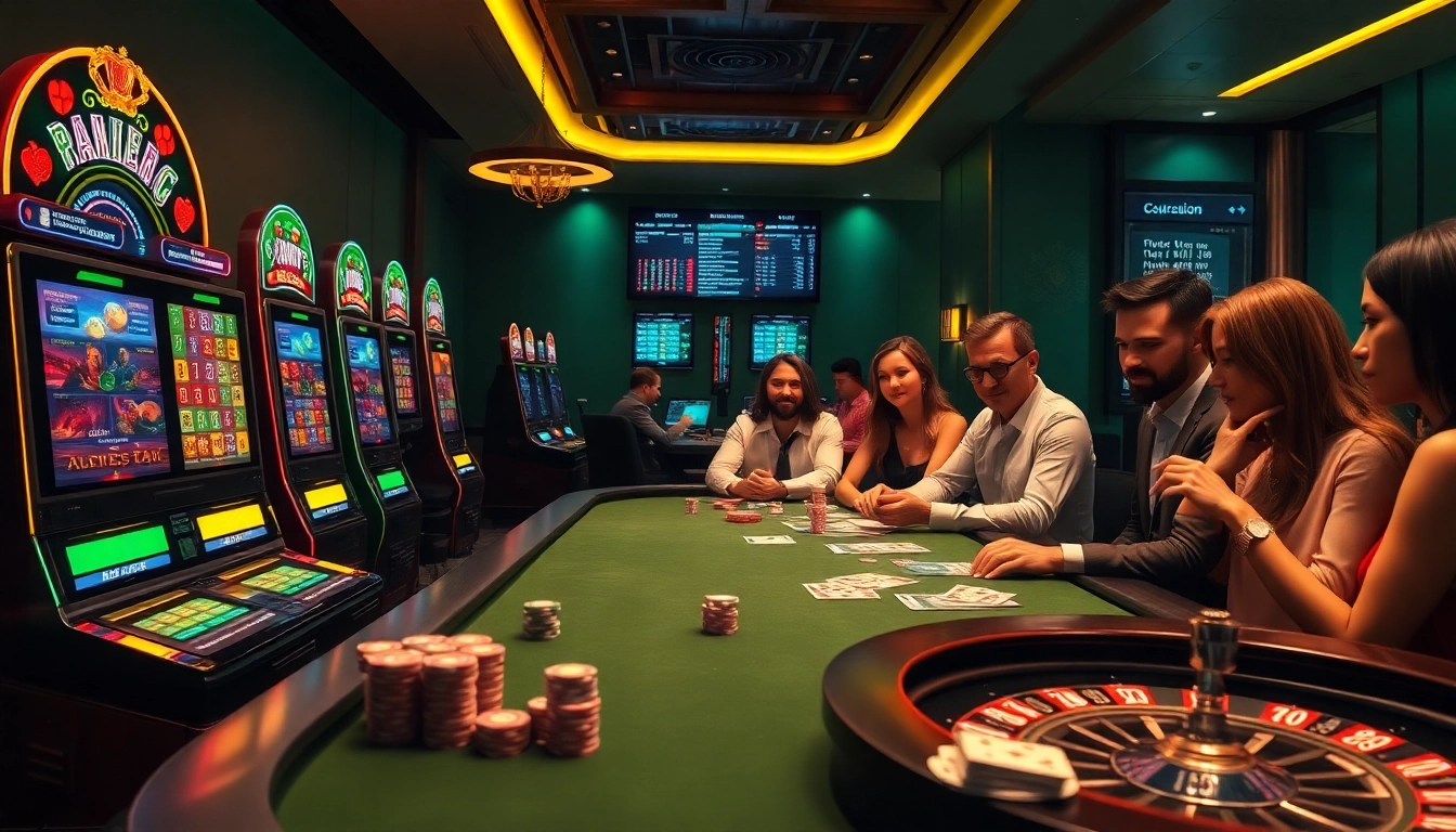Experience thrilling gaming at rikvip.gb.net with vibrant casino tables and dynamic slot machines.