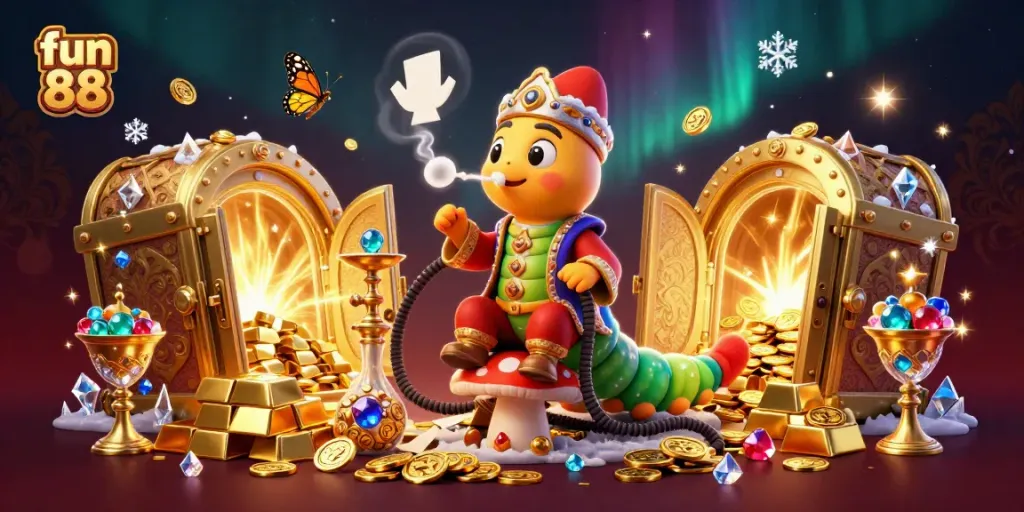 Enjoy thrilling experiences at fun 88 with a captivating casino-themed illustration featuring gold and gems.