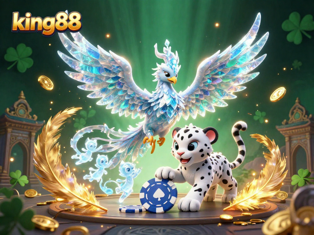 Play exciting games at king88 with a vibrant casino scene featuring unique magical characters.