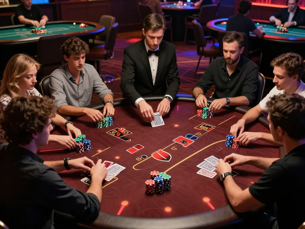 kk44 poker players engaged in a high-stakes game at a beautifully set table with vibrant chips.