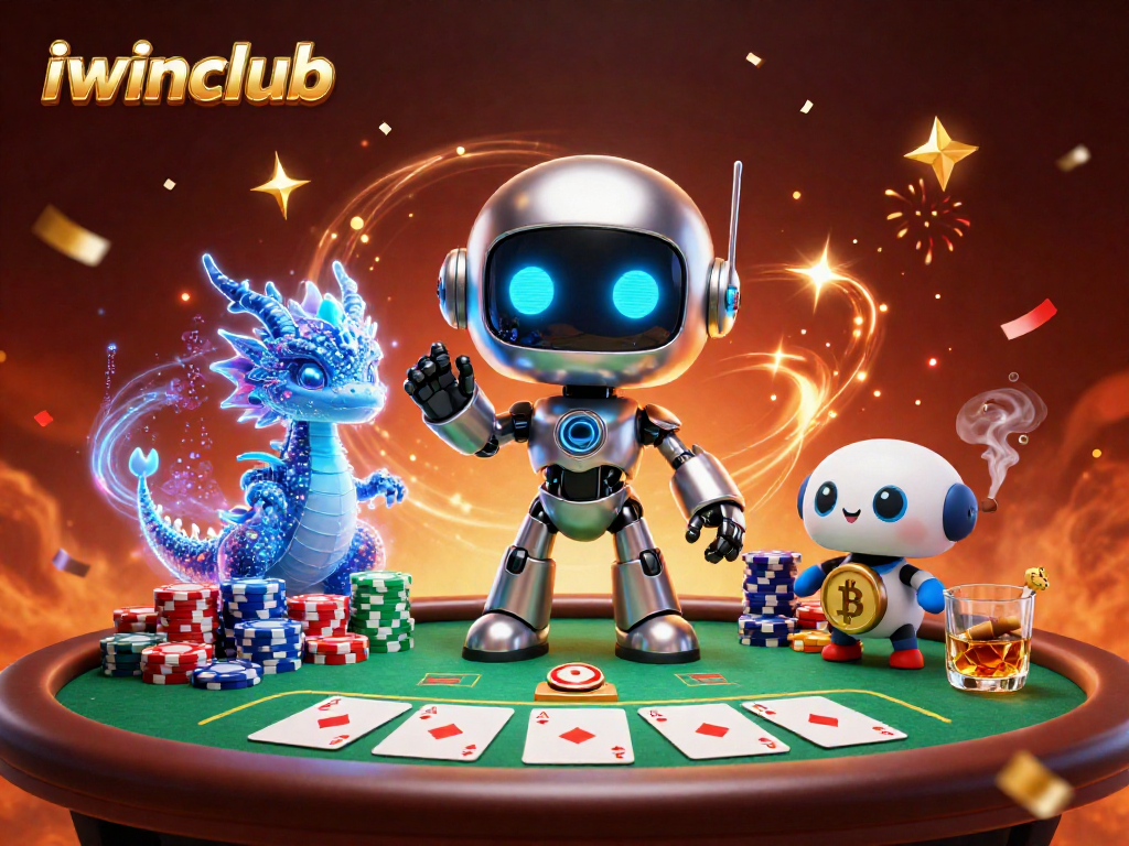 Join the excitement at iwinclub with a cyberpunk theme, showcasing poker elements and vibrant visuals.