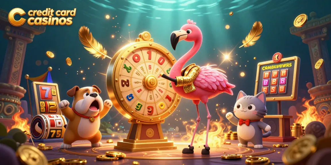 Experience credit card casinos with dynamic excitement in a vibrant casino-themed illustration.