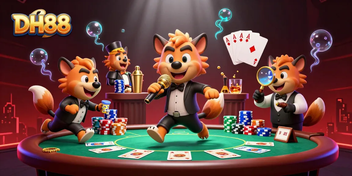 Experience the thrill of DH88 in a vibrant casino scene featuring hyenas in action.