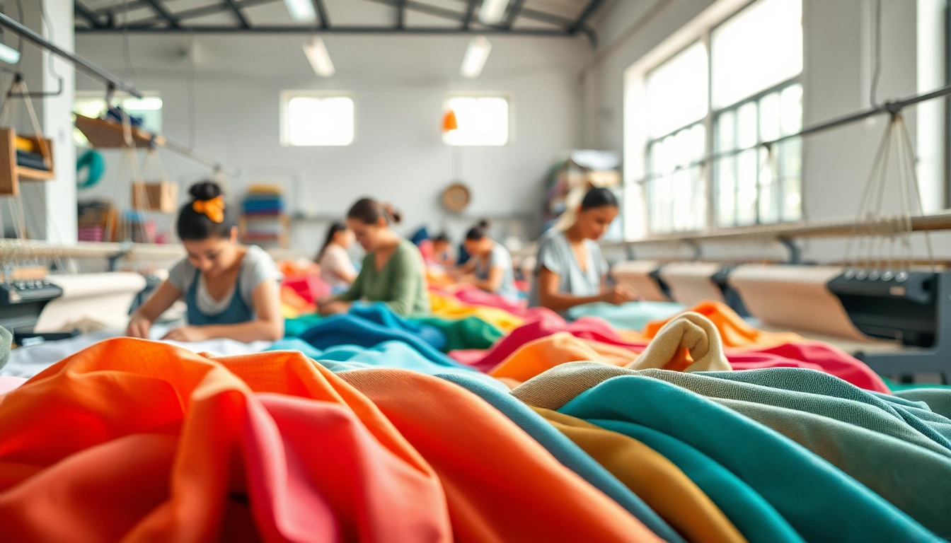 Bezoekers ontdekken de levendige viscose stoffen in een professionele werkplaats.