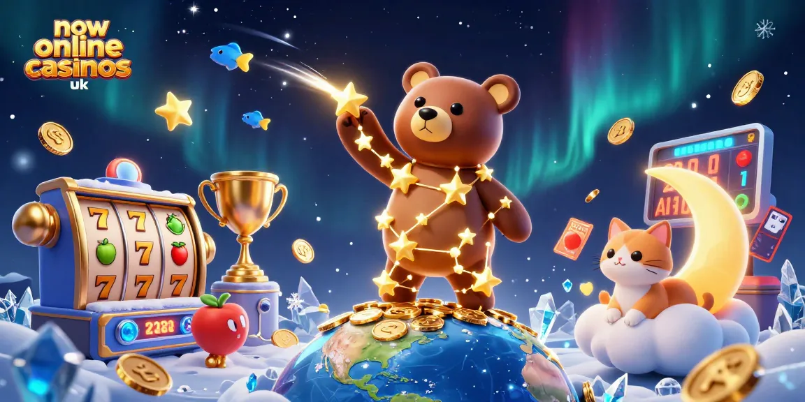 Experience new online casinos uk with exciting slot games and golden rewards in this vibrant illustration.