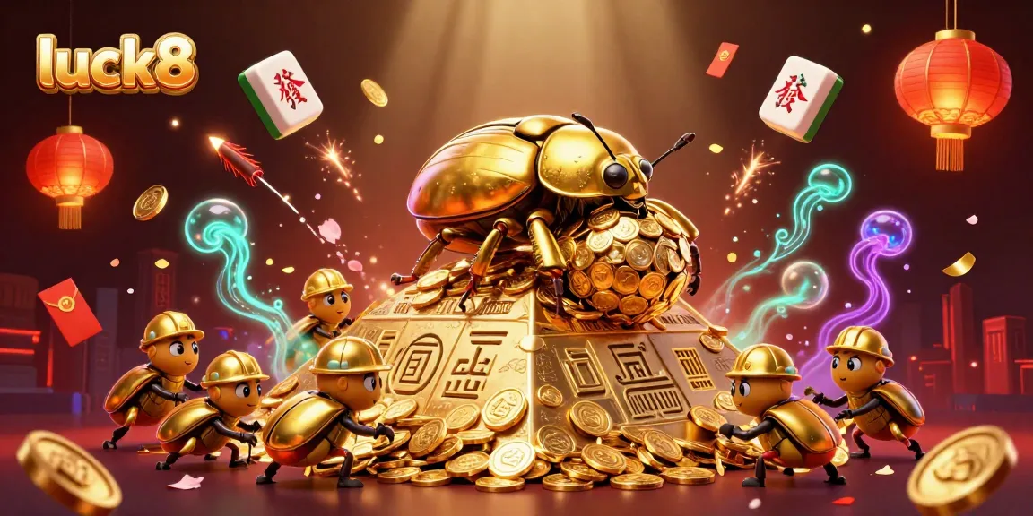 Join the thrill at luck8 as a golden beetle rolls riches in a vibrant casino experience packed with prizes.