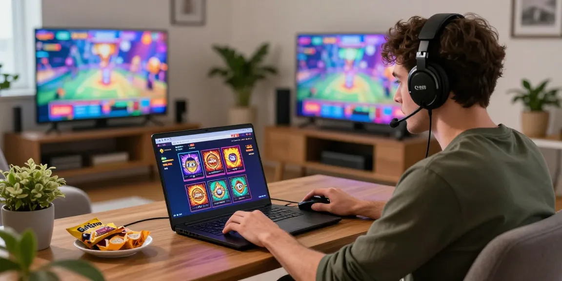 Player exploring credit card casinos online at https://eviz.org.uk in a modern living room with snacks and gaming gear.