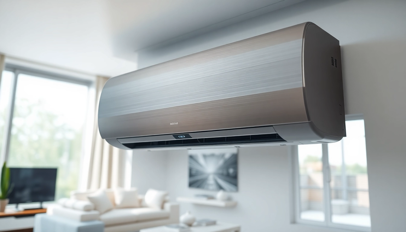 Install a mini split ac system in a modern living room featuring sleek design and natural light.