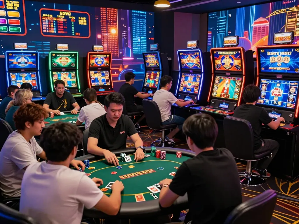 Engaging online gaming scene showcasing players immersed in rikvip casino games with vibrant graphics.