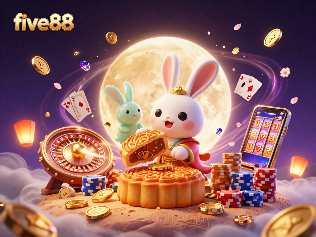 Experience the thrill of five88 gaming with a dazzling 3D cartoon scene full of slots and prizes.
