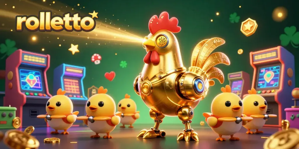 rolletto players enjoying vibrant gaming moments with 3D characters and arcade machines