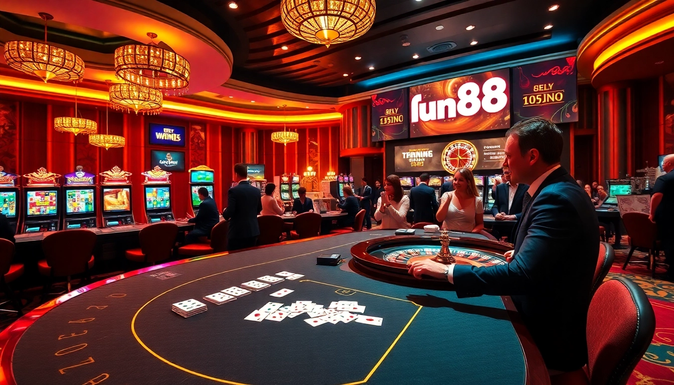 Stunning casino action with lively players at fun88 nhà cái tables, showcasing the thrill of gambling.