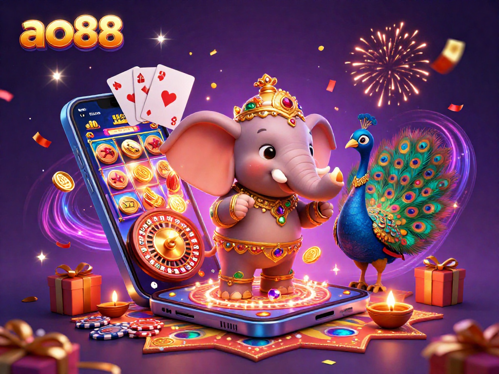 Experience thrilling gameplay at ao88 with vibrant casino elements like slots, cards, and bonuses.