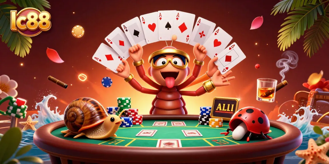 Experience gaming excitement with LC88 at a vibrant 3D casino scene featuring dynamic characters.