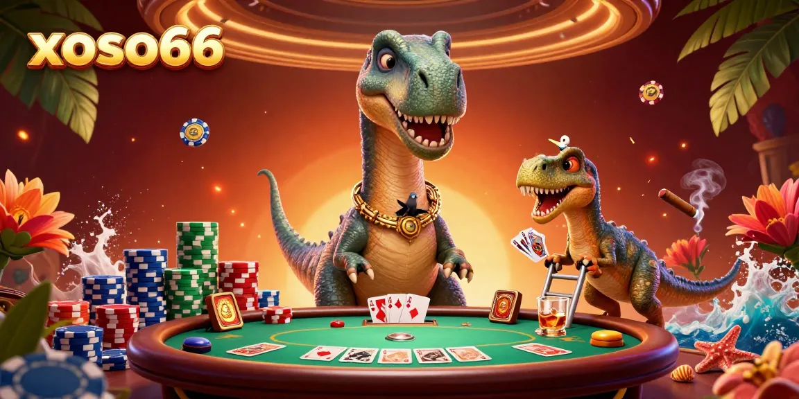 xoso66 invites gamblers to an epic poker showdown within a vibrant casino scene.