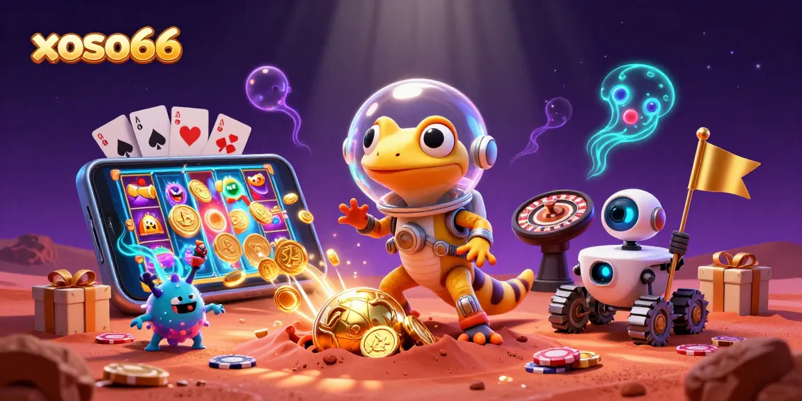 Experience thrilling gameplay at xoso66 with a Martian gecko discovering a golden casino!