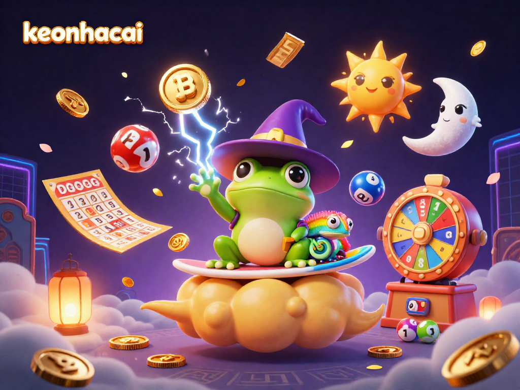Experience keonhacai with a playful 3D scene of vibrant characters and dynamic gambling elements.