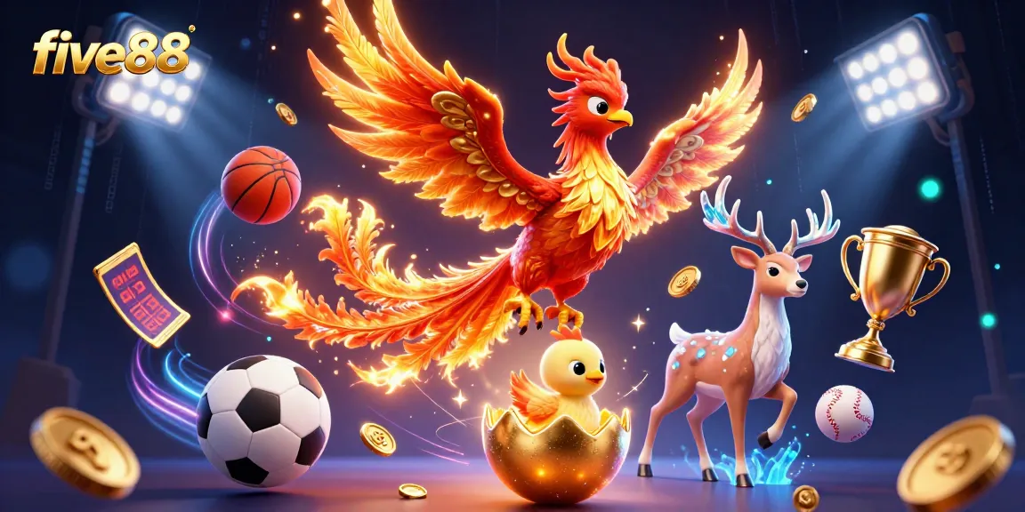 Experience thrilling wins with five88 during a captivating phoenix-themed sports betting scene.