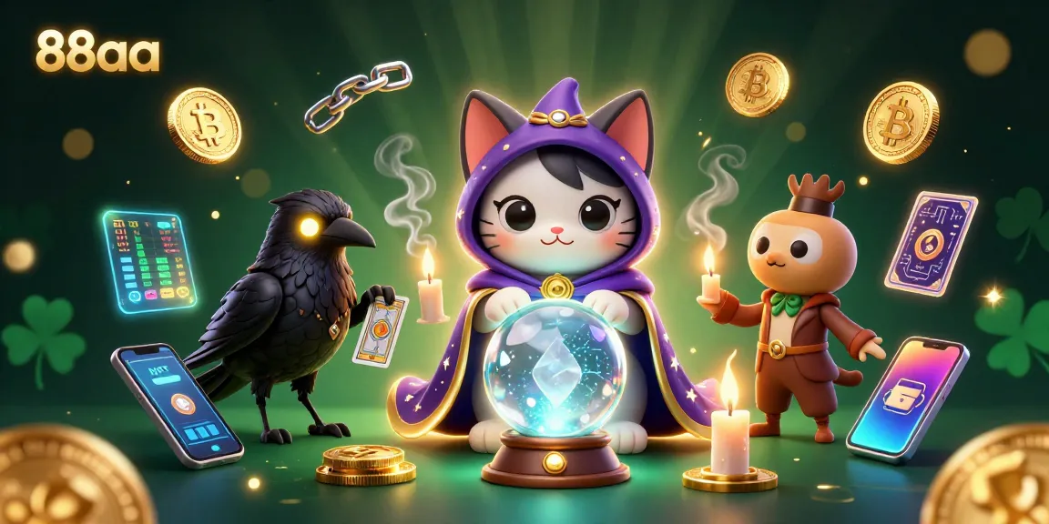 Engage in thrilling gameplay at 88aa, featuring an enchanting mystic cat and vibrant crypto elements.