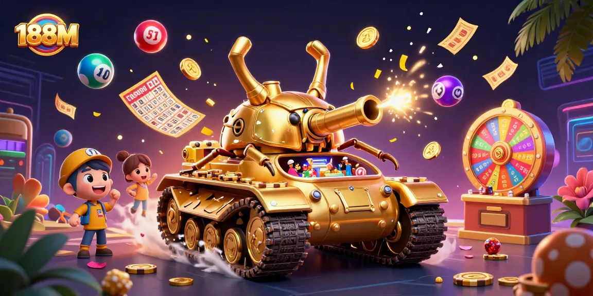 Breeze through exciting games at 188M with colorful lottery balls and dynamic casino scenes.