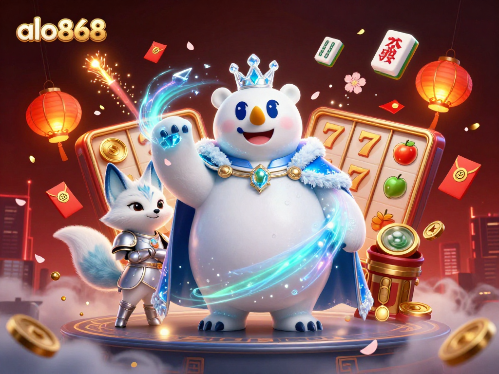 Experience the excitement at alo868 with vibrant game elements and enchanting characters in this immersive casino scene.