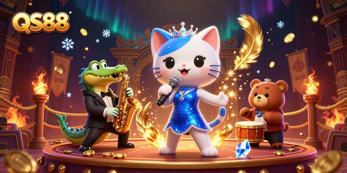 Experience excitement with QS88's engaging casino atmosphere featuring animated characters.