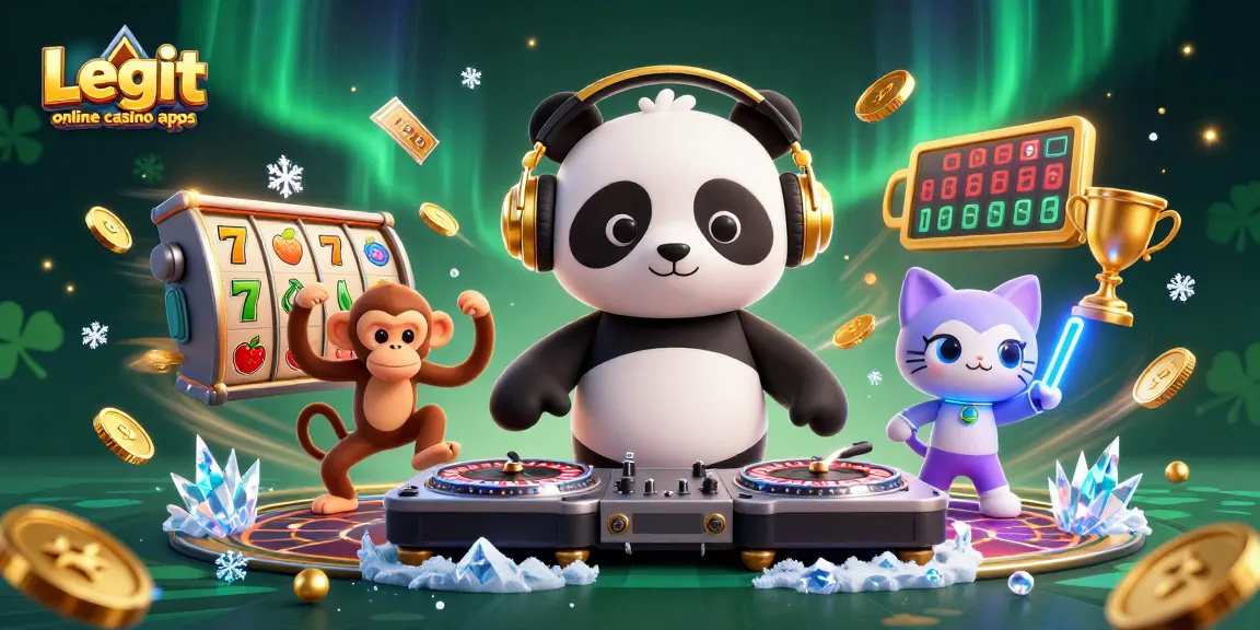 Experience thrilling gameplay at legit online casino apps featuring a DJ panda, dancing monkey, and rave kitten.