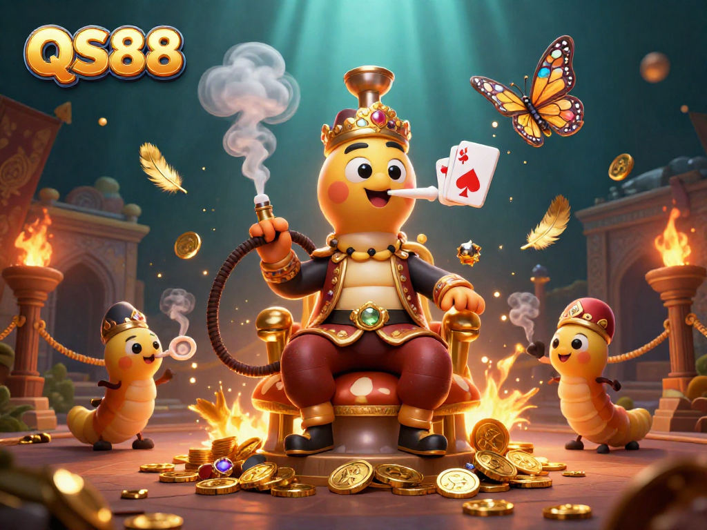 Experience thrilling gameplay at QS88 with an intricate scene of fantasy elements and poker symbols.
