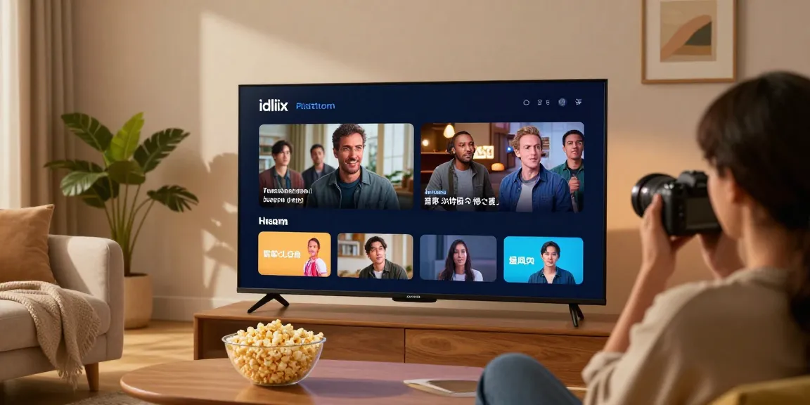 Engaging idlix streaming platform displayed on smart TV in a cozy living room setting.