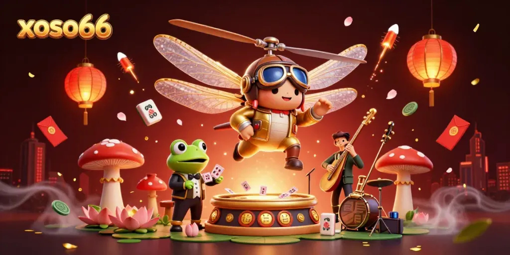 Engage with exciting xoso66 casino adventures featuring a dragonfly pilot and frog croupier