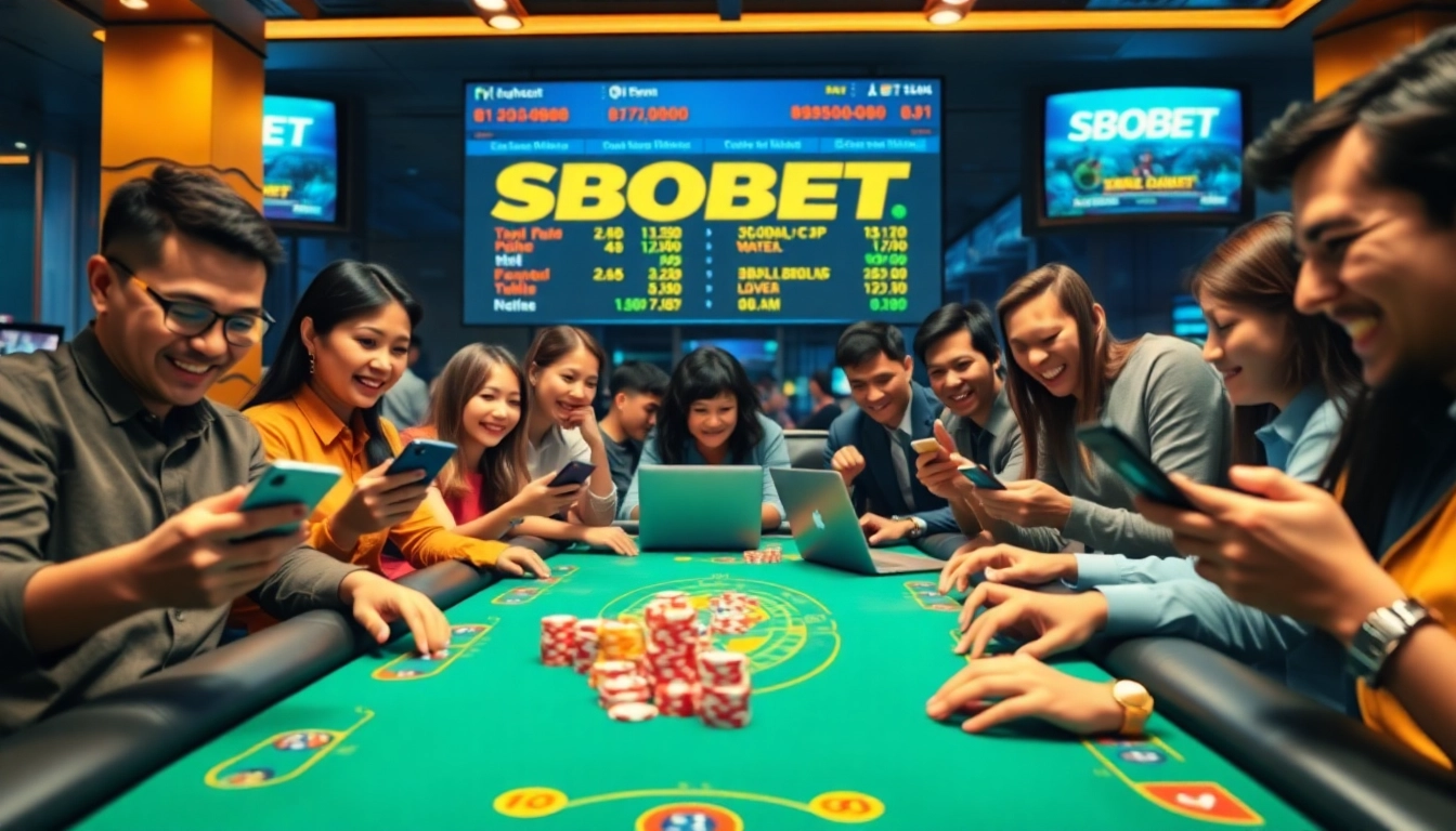 SBOBET.dance online betting scene with players enjoying poker in a vibrant atmosphere.