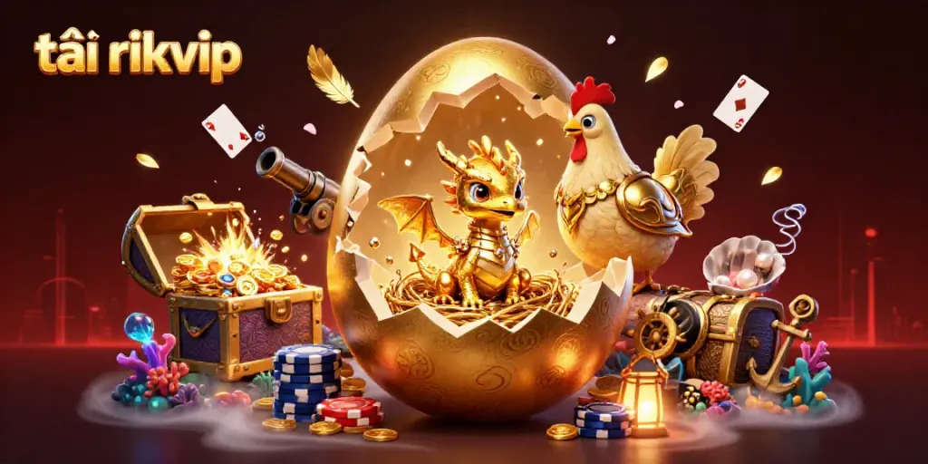 Experience the thrill of tải rikvip with a baby dragon on poker chips amid a vibrant casino atmosphere.