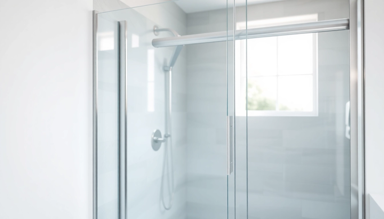 Stylish sliding shower doors enhancing a modern bathroom experience with clear glass and metallic frames.