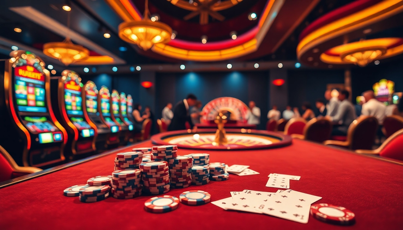 Engage in thrilling gameplay at https://da88.cash/ with vibrant casino tables and polished poker chips.