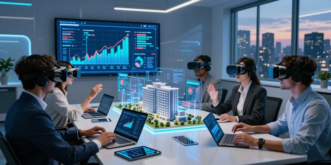 Dynamic scene of diverse professionals in a modern office discussing rokok88 login and digital real estate strategy.