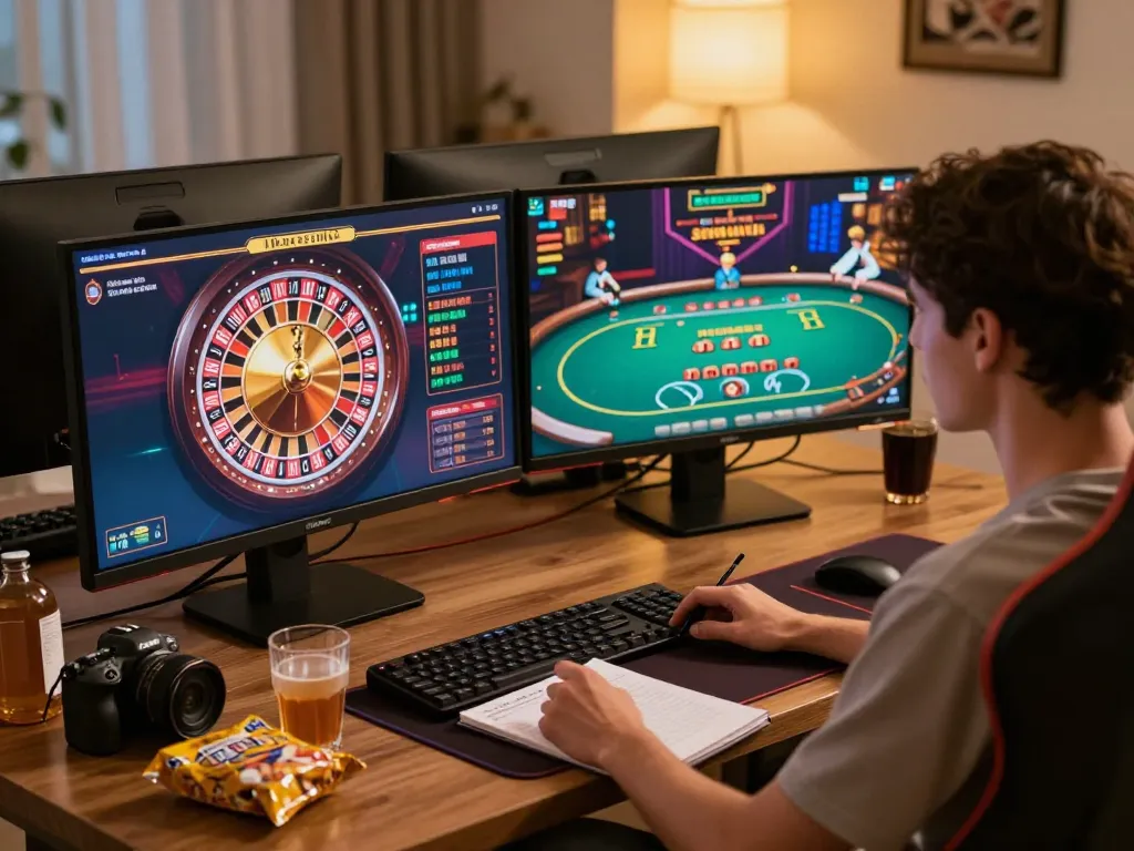 Engaging gaming session with sc88 featuring a cozy atmosphere and multiple casino games displayed on screens.