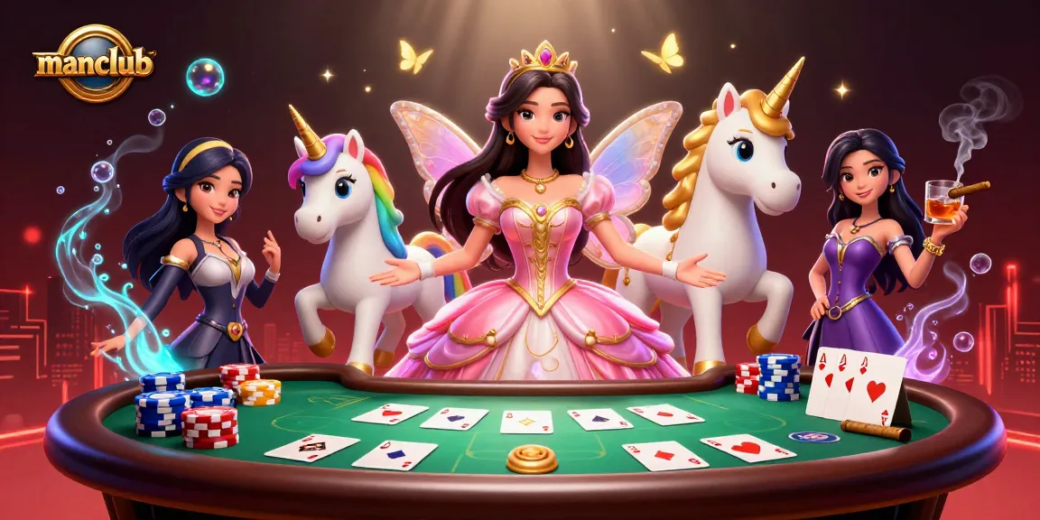 An Asian woman at the manclub casino showcases poker chips and a vibrant unicorn, elevating the gaming experience.