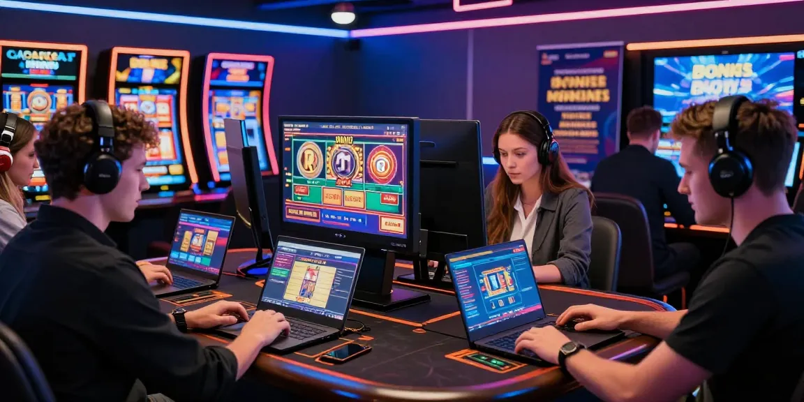 Players engaged in vibrant gaming at https://brcs.co.uk credit card casinos, showcasing excitement and modern design.